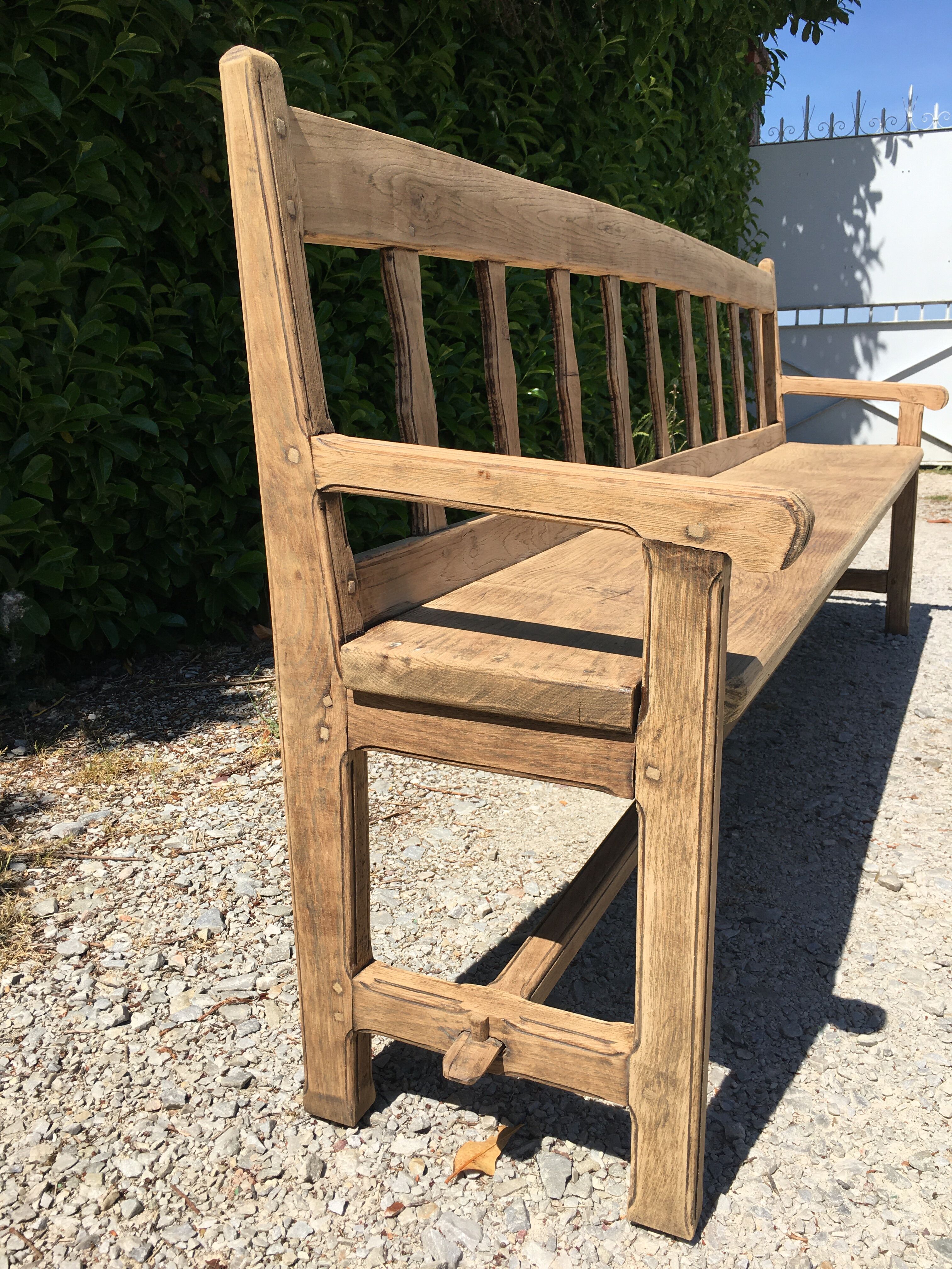 19th 10th wood oak back bench