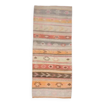 Tapis Kilim Oushak en laine orange fait main, années 70