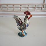 Ancienne figurine coq ancienne en barbotine peinte