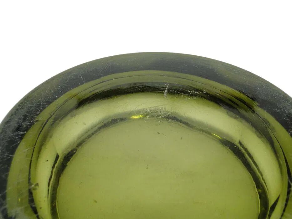 Art Deco Caddy, Olivine Crystal, Moser, Czechoslovakia, 1930s