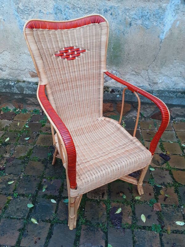 Fauteuil en rotin année  70