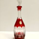 Bohemian Transparent and Red Crystal Decanter Bottle by Dresden Crystal, Germany