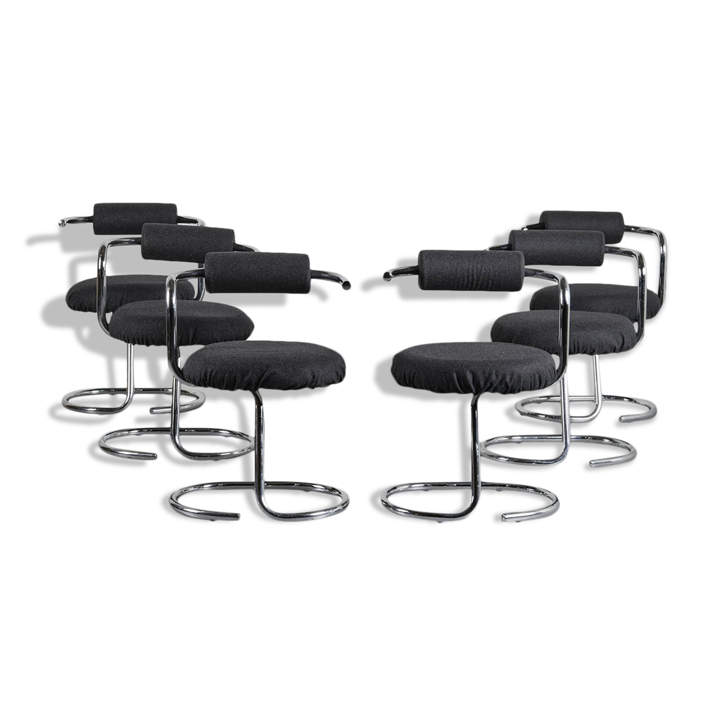 Lot de six chaises "Cobra" par Giotto Stoppino, circa 1970