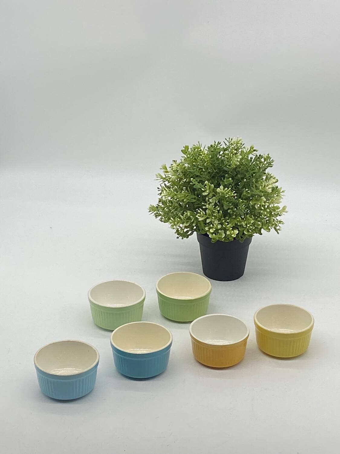 Lot / series of 6 ramekins Digoin France , vintage, pastel,