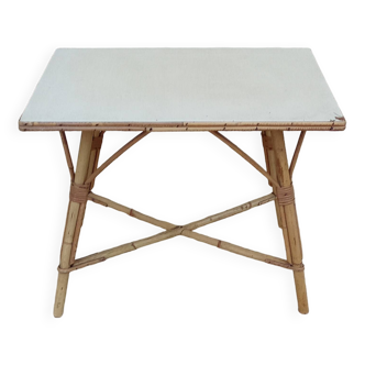 Small vintage rattan coffee table