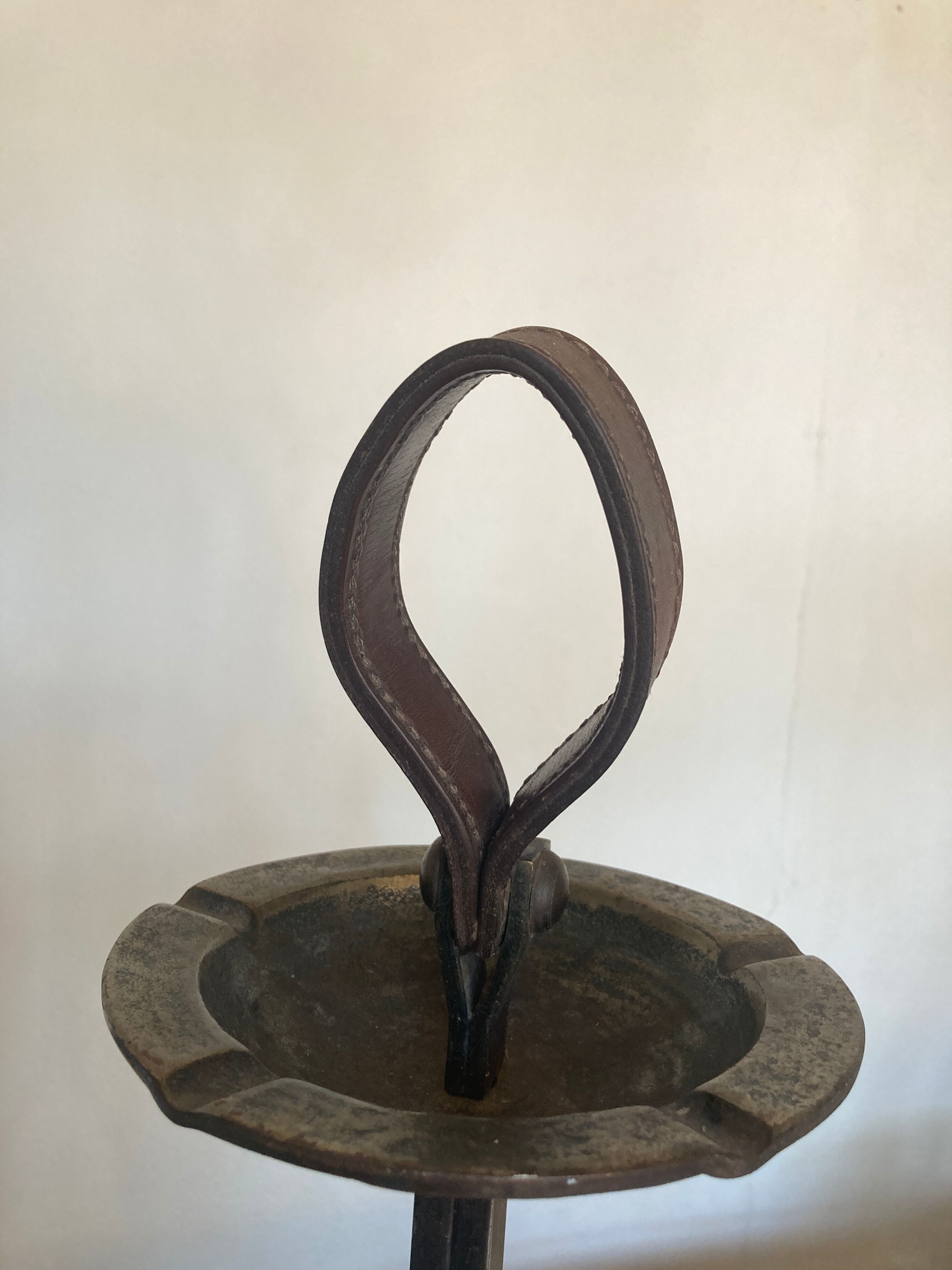 Bronze, steel and leather ashtray by JP Ryckaert, 1970 brutalist.