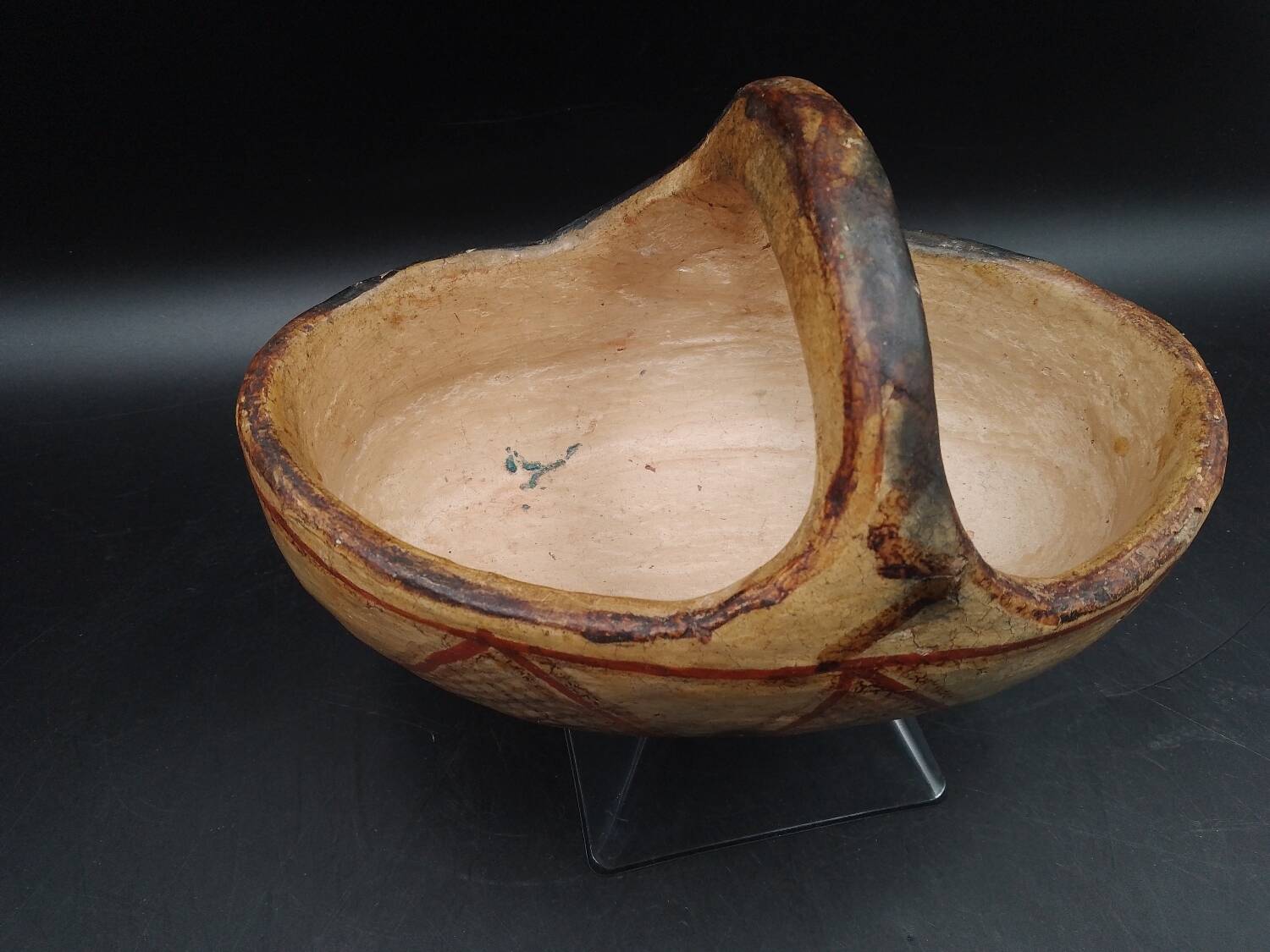 Berber pottery Kabyle basket early 20th century AlgeriaTerracotta Ideqqi Takduht