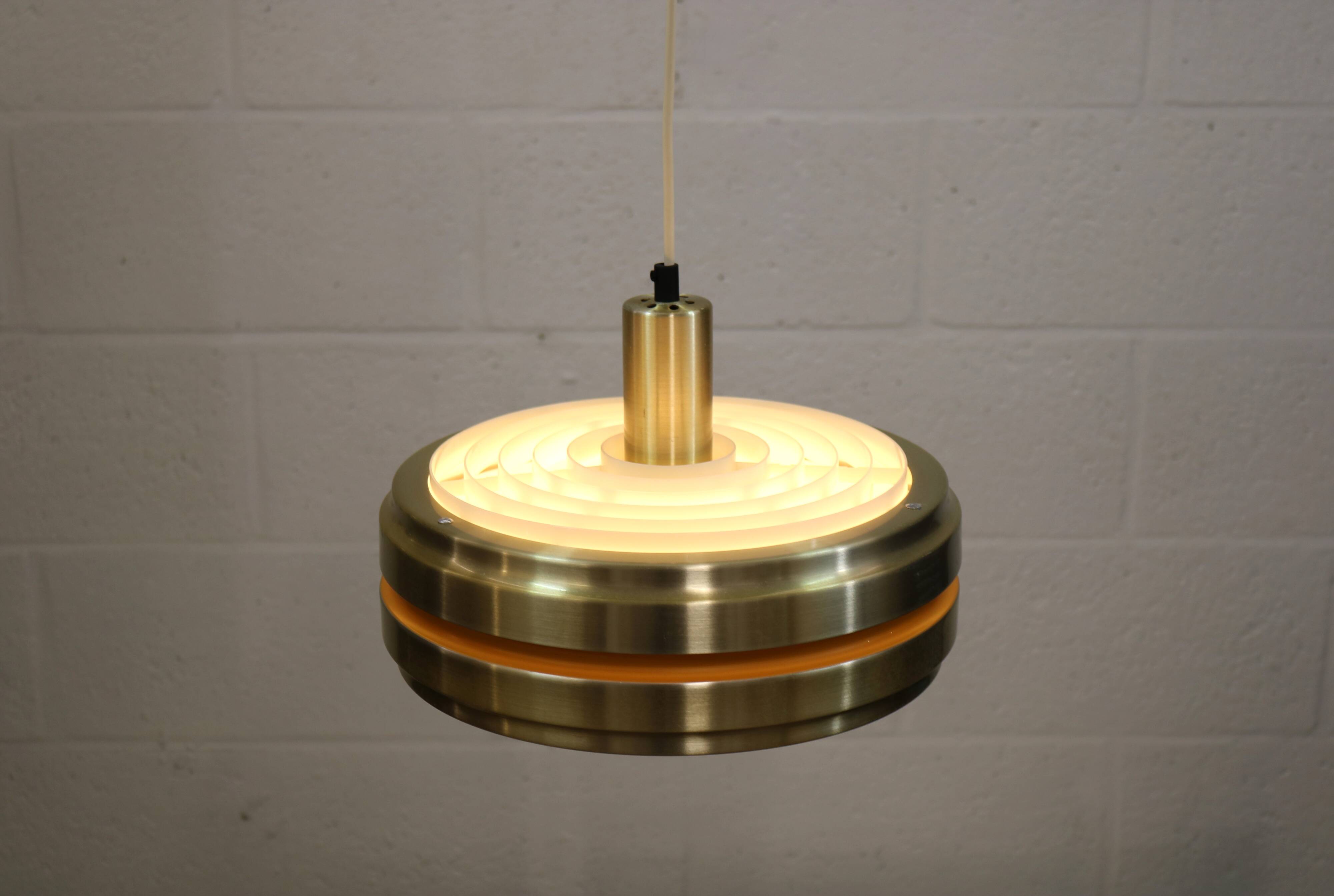 Golden vintage brass lamp: 1970s Scandinavian Mid-Century Modern