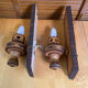 Pair of Vintage Pyrographed Wood Torch Wall Lights Mountain Style #