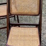 Set of 4 folding chairs wood and canning of the 70s