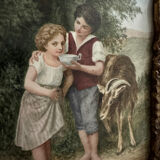 Pastoral scene painting on porcelain, 19th century