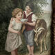 Pastoral scene painting on porcelain, 19th century