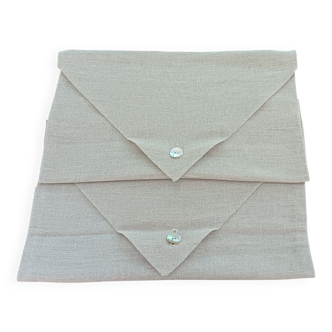 Housse coussin lin beige forme enveloppe (lot de 2)