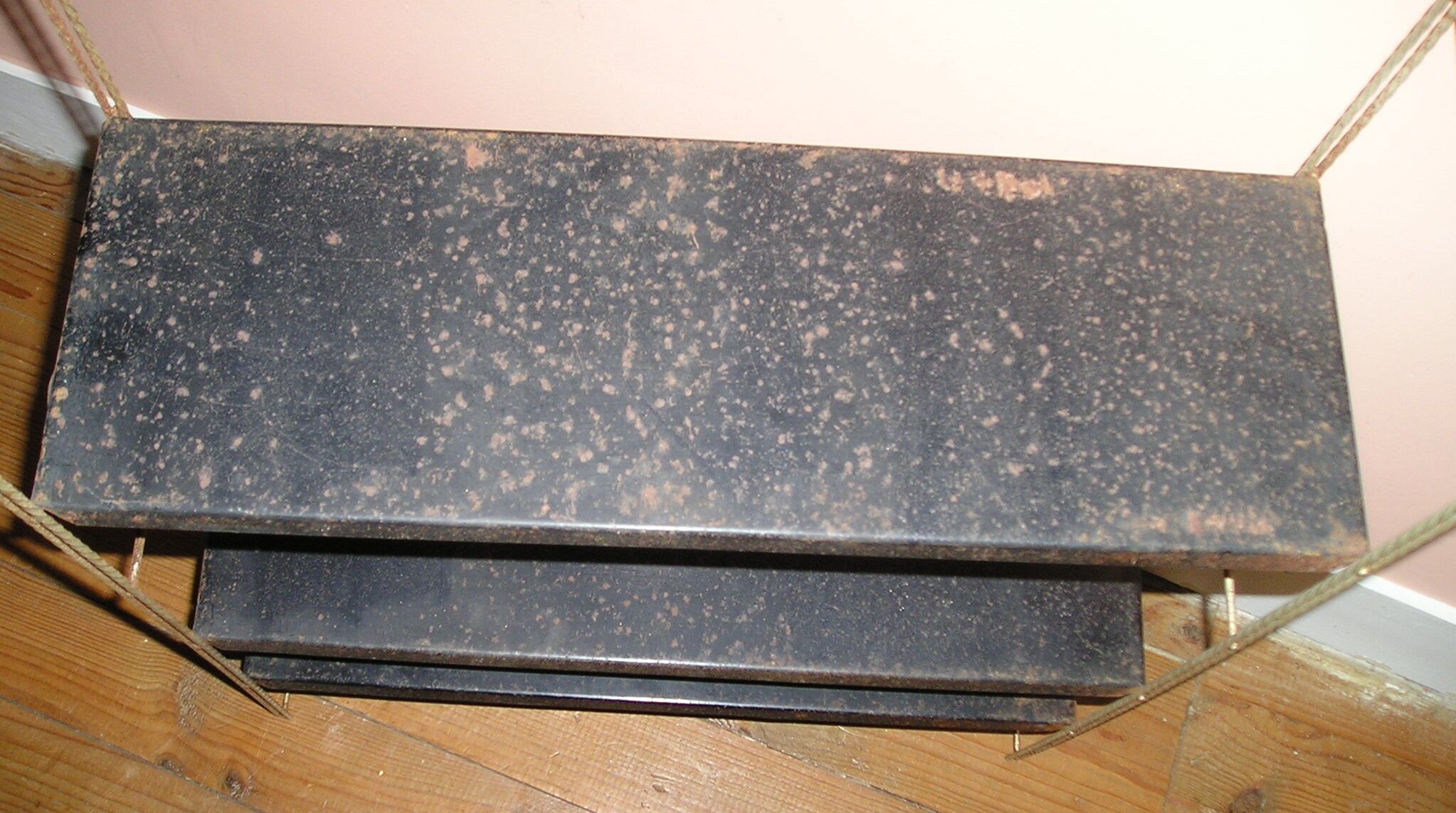 Vintage gold metal wall shelf for mofp