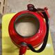 Set kettle coffee maker and milk pot in red-wrapped iron, 50/60 year.
