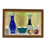 Original Mid Century  Oil on Canvas – “Bowl, Vase and Fruit” by K. W. N.