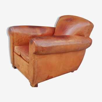 Fauteuil club en cuir des années 40