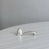 Set of 6 owl knife rests in shiny silver metal