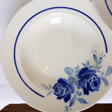 Set of 5 vintage flat plates from Grimaud Strasbourg, Poitiers model, porcelain