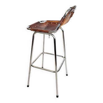 Les Arcs - Dalvera - tabouret de bar - chrome - cuir - années 60