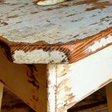 Workshop stool in antique patinated solid wood