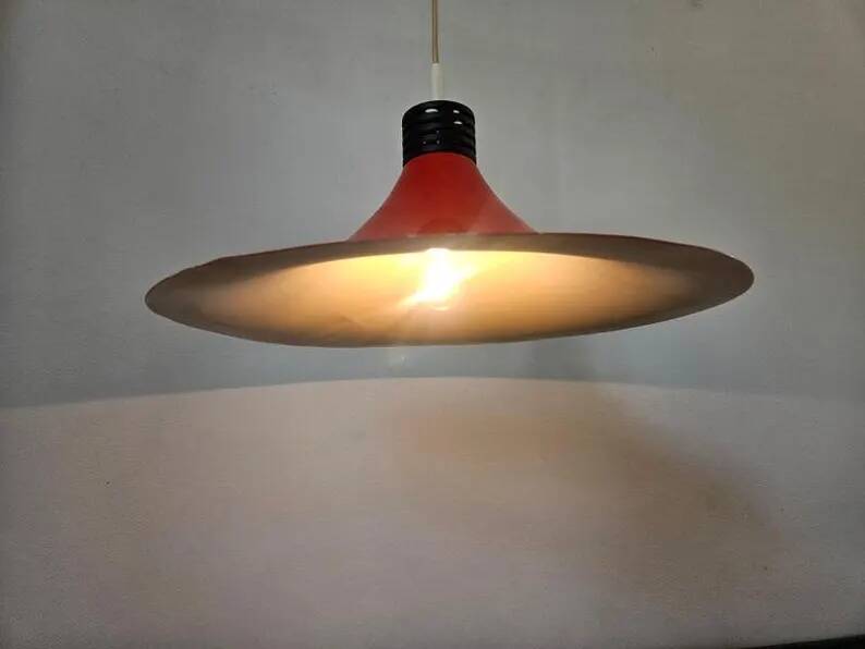 Rare Midcentury Red Pendant, Space Age, Italy, 1970s