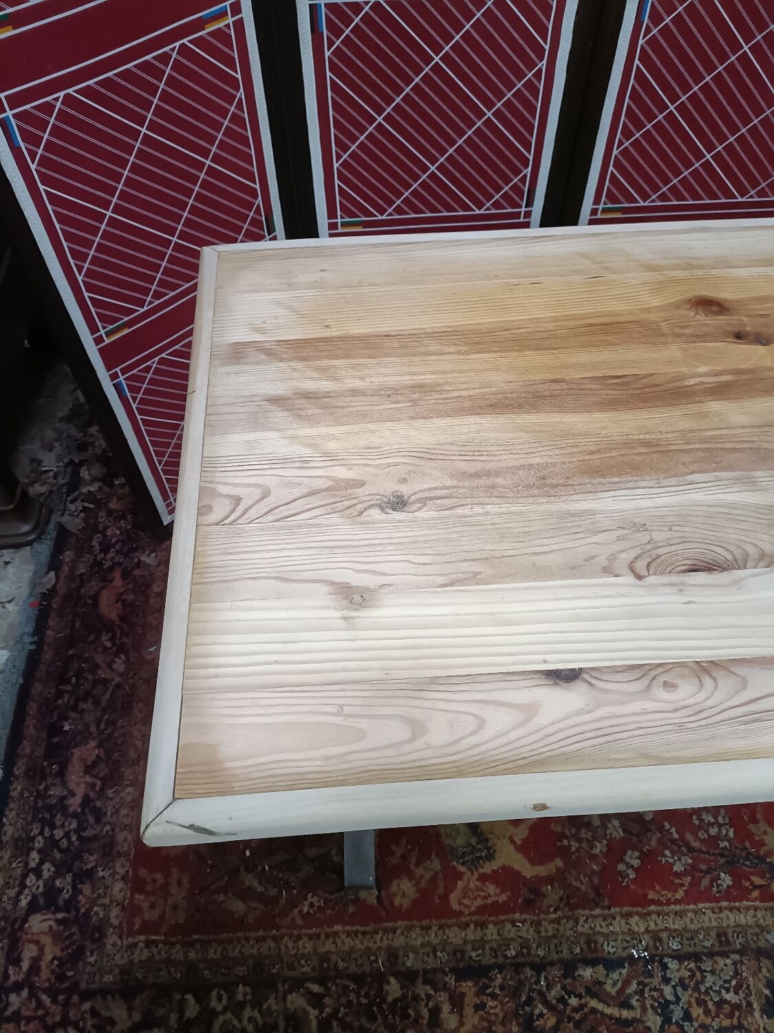 Solid pine bistro table with sanded top, 50s