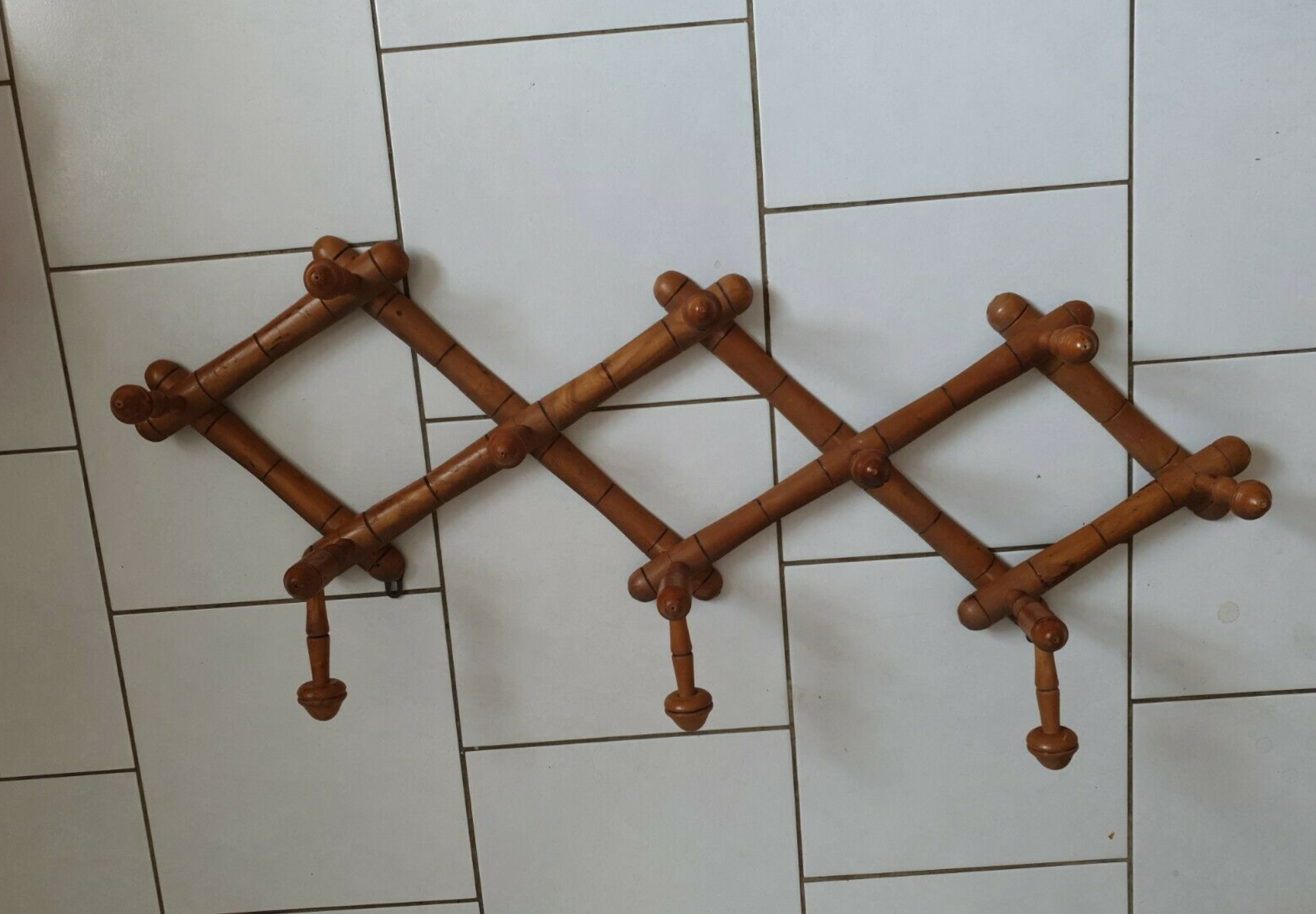 Vintage wooden accordion coat rack 10 hooks