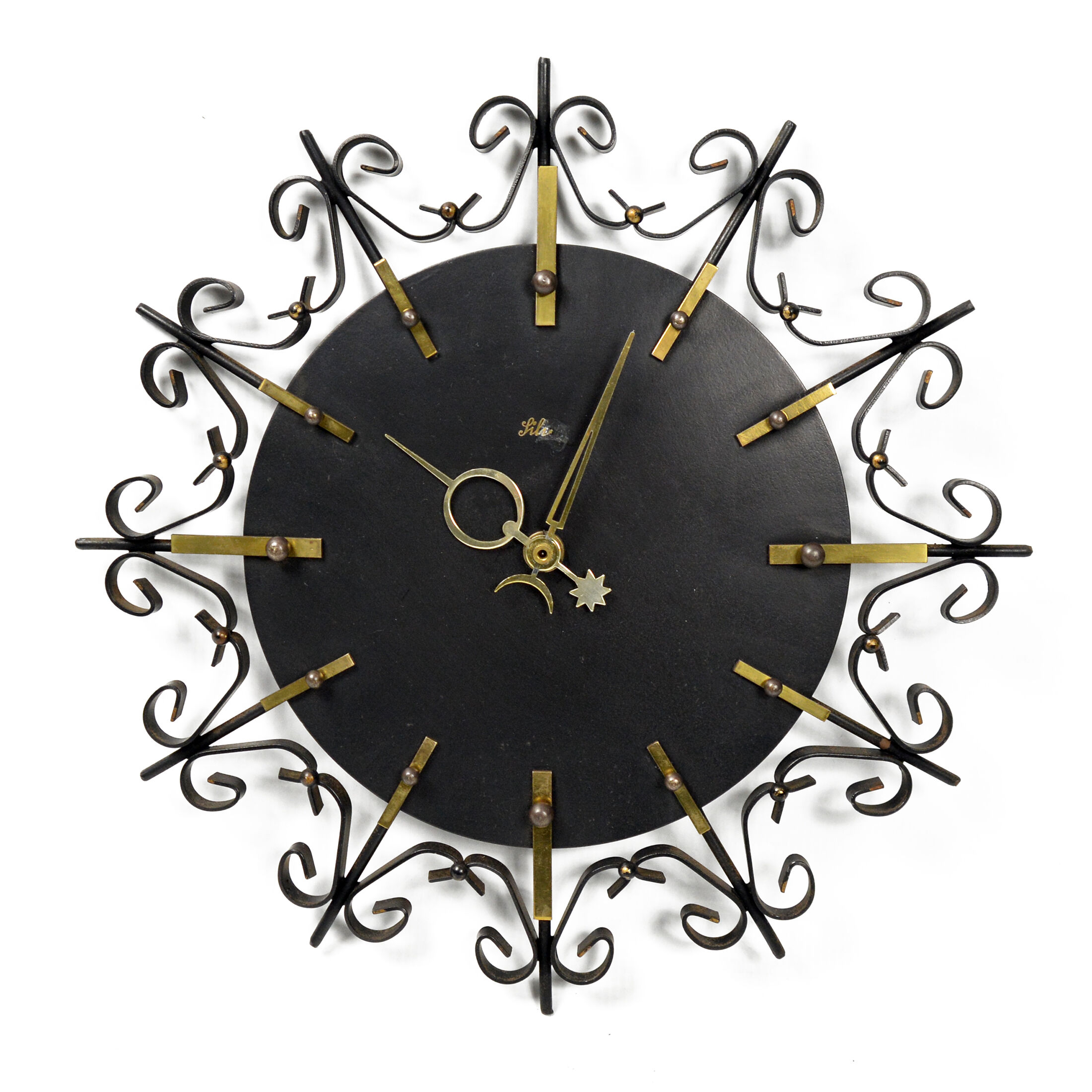 Metal wall clock, silvos, czechoslovakia, 1970s