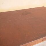 Vintage wooden and leather desk dining table