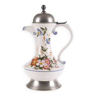 Pewter and ceramic coffee pot, teapot or pitcher