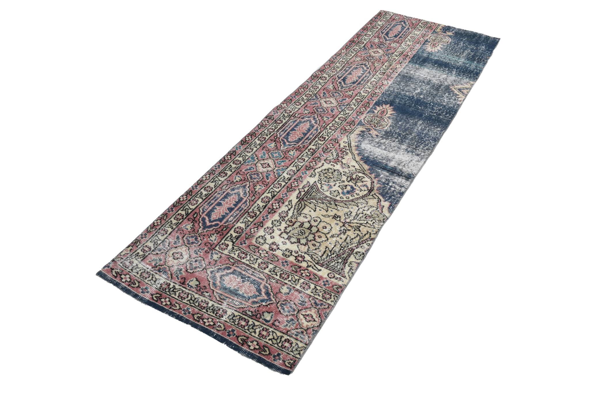 Navy Blue Vintage Runner Rug, 75x231Cm SK 6884