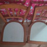 2 vintage year 70 chairs wood and seat blue formica type