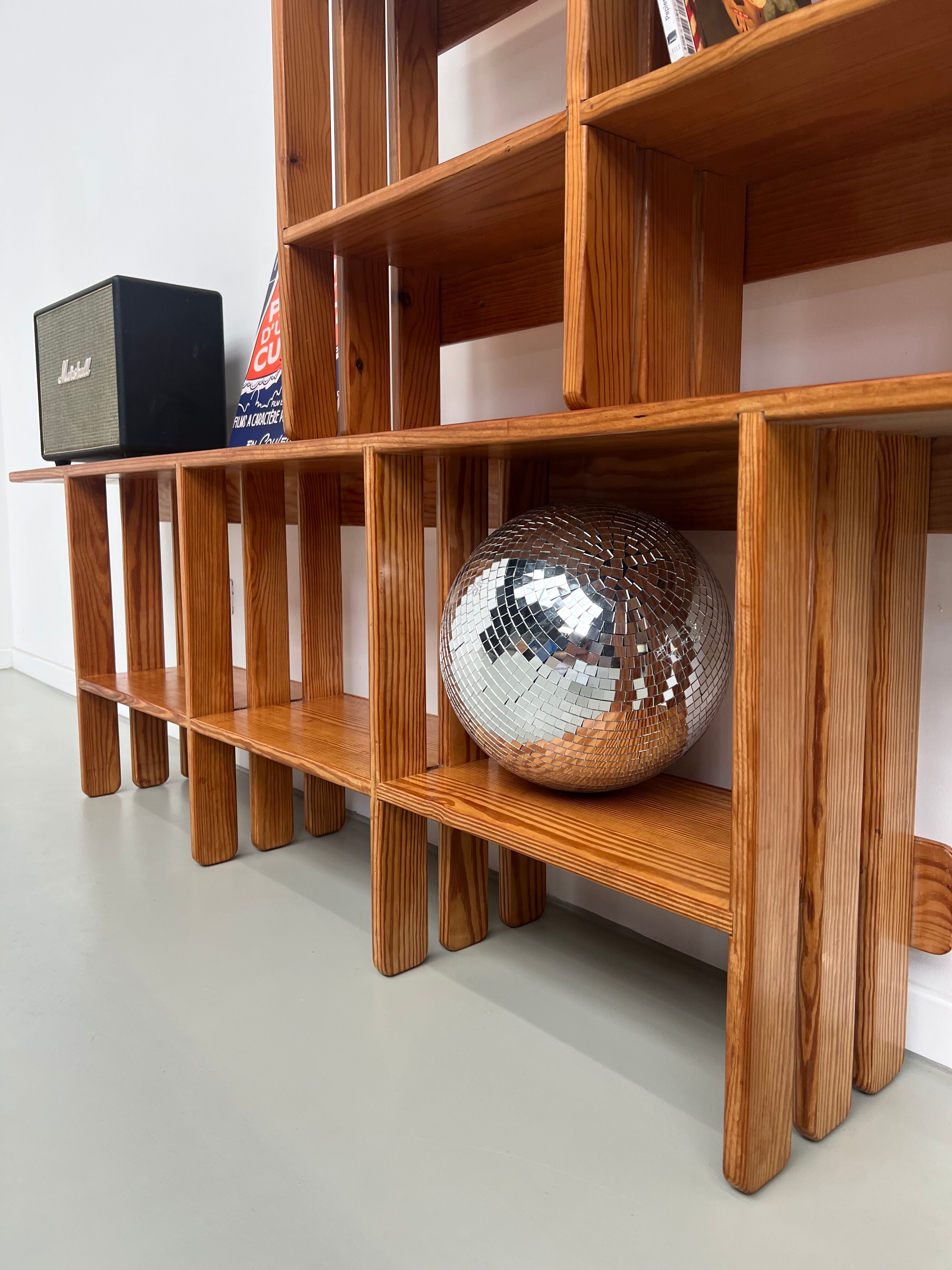 Pair of modernist pine wall shelves, circa 1970