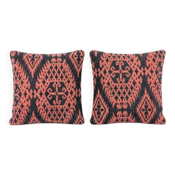 Lot de 2 housses de coussin kilim vintage 41x41 cm