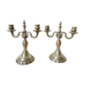 Pair of two-light silver bronze candelabra