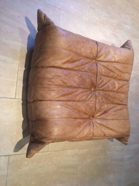 Togo pouffe by Michel Ducaroy for Ligne Roset natural leather
