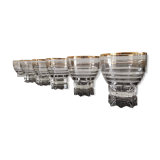 6 gobelets en verre transparent liseré doré