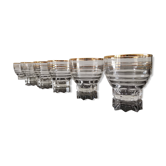 6 gobelets en verre transparent liseré doré