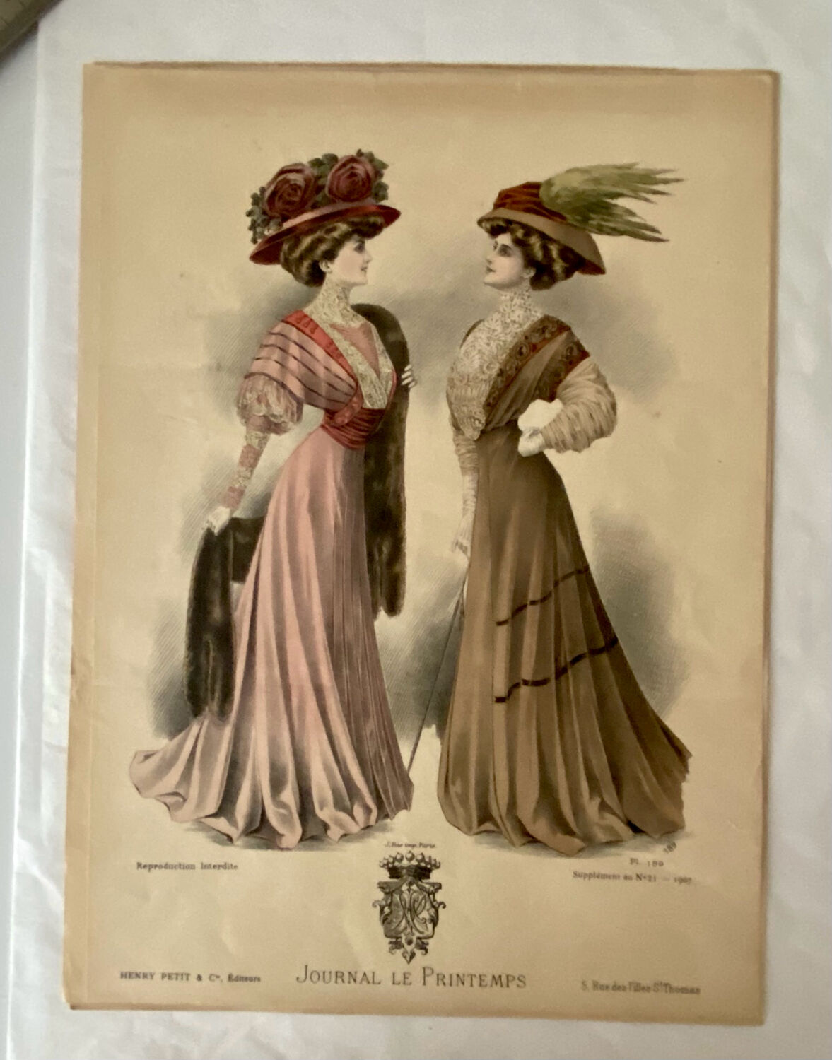 3 original fashion posters, Le Printemps newspaper, circa 1900
