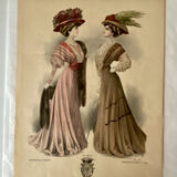 3 affiches de mode originales, journal le printemps, vers 1900