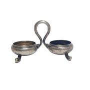 Eclectic silver salt and pepper holder, Germany, 1890s