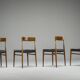Mid-Century Palisander Dining Chair with Lether, 1950s, Set of 4