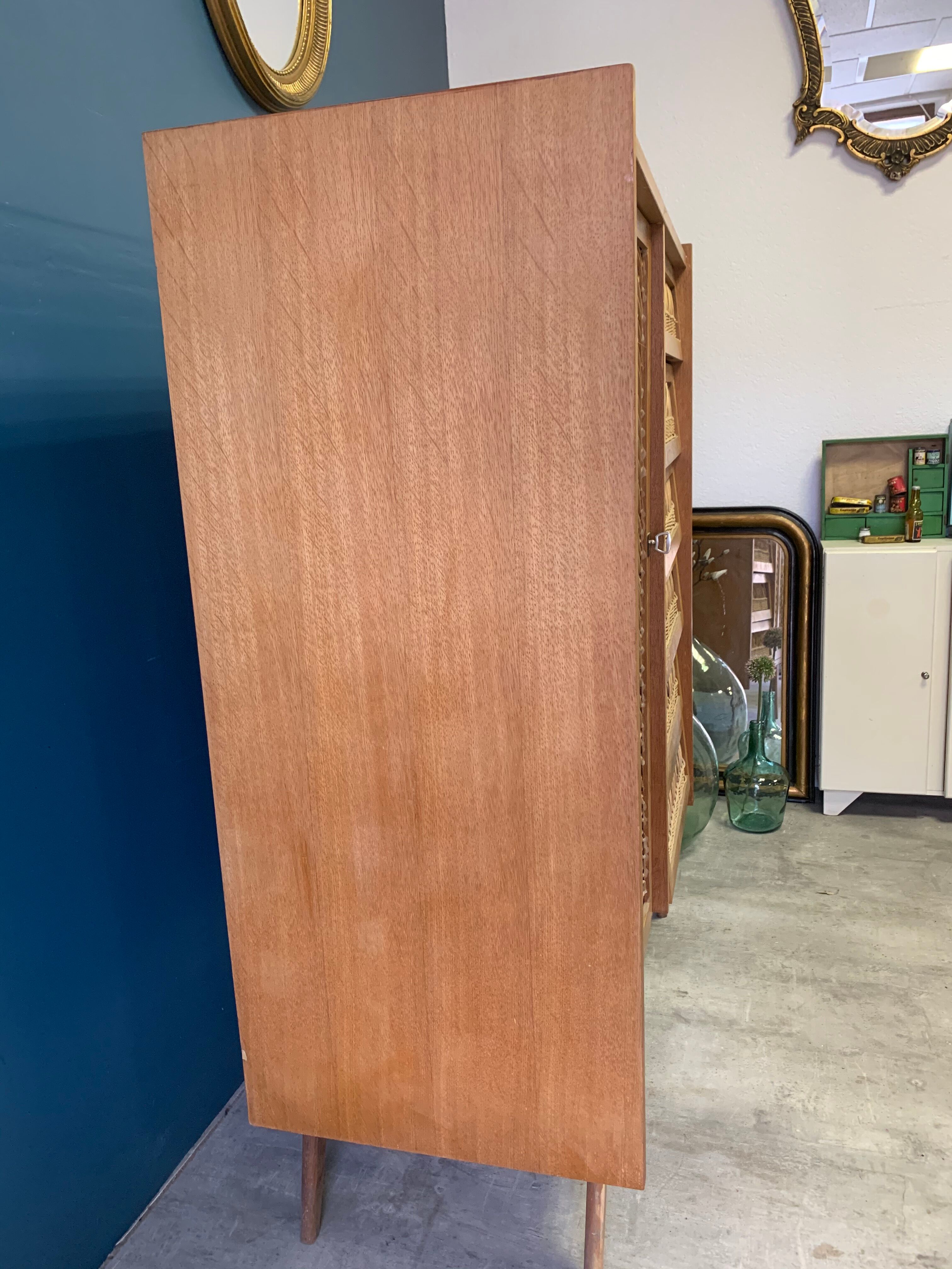 Vintage wood/wicker cabinet