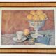 Old watercolor painting with oranges