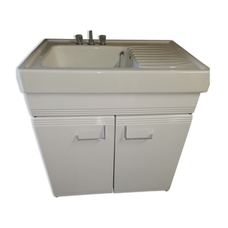 Kitchen cabinet enamelled sheet metal ceramic sink