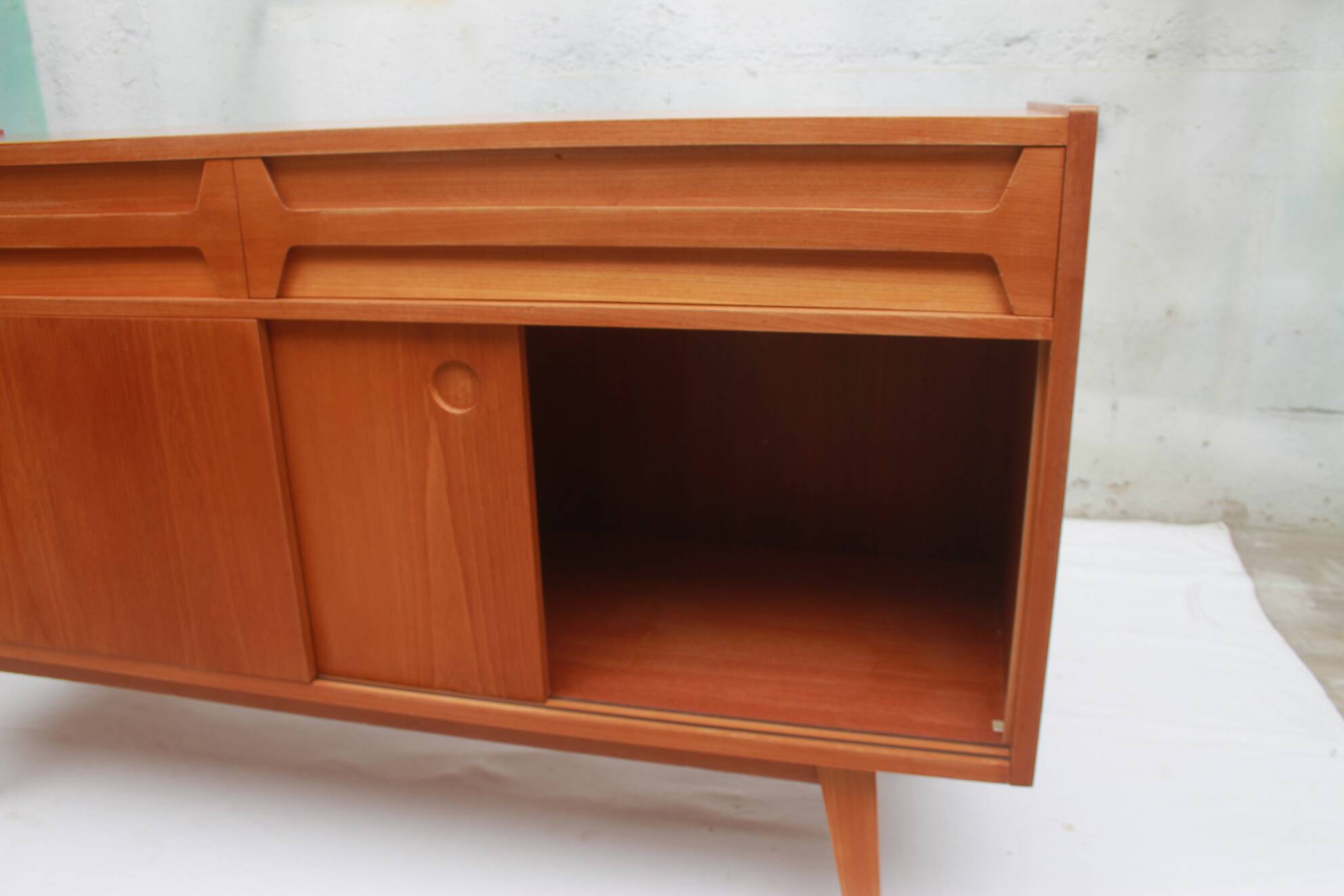 1950s sideboard in cherrywood with sliding doors