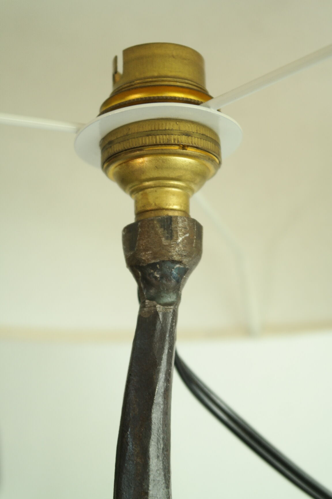 Vintage French Brutalist Iron Lamp Base