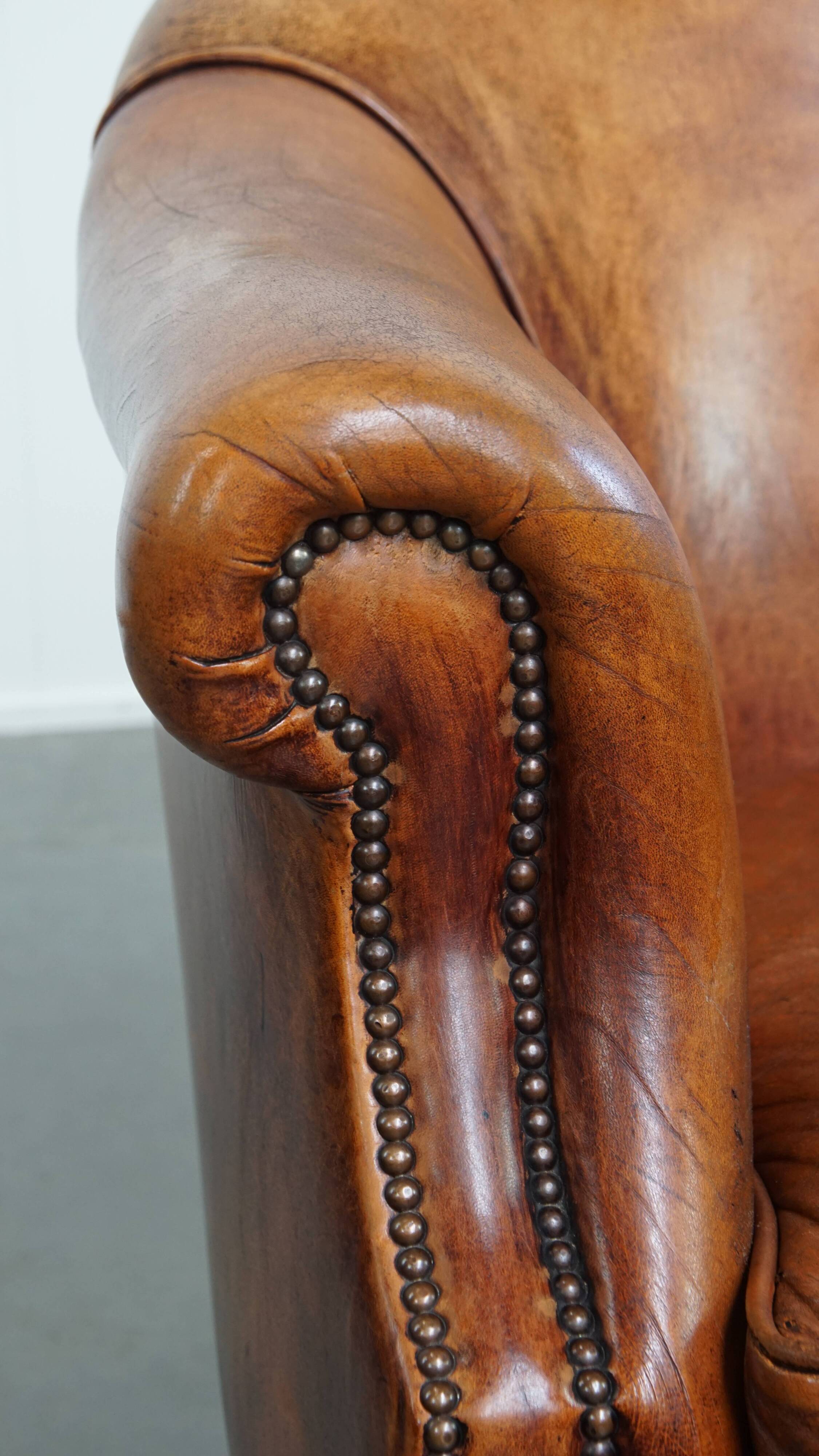 Sheepskin leather club chair