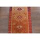 Tapis coureur vintage en laine et coton turc noué à la main orange 82x382